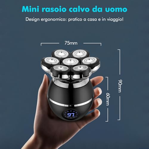 ETENTOUS Men's Bald Shaver – 7D Electric Shaver Beard – 6 in 1 Men's Hair Shaver Waterproof Head IPX7 Electric Shaver Body-Man with LED Display/9 Beauty Kit