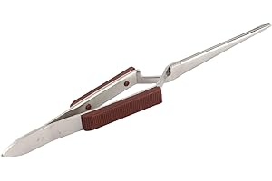 Jewelry Screw Tweezer, Stainless Steel Cross Lock Design with Heat Handle, for Jewelry Making Welding and Small Object Pickup