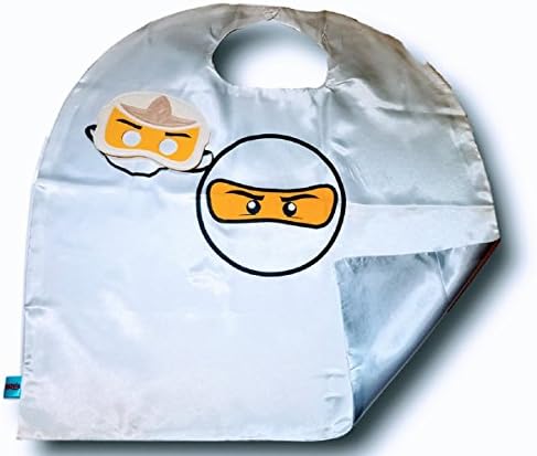 OscarNOtis Ninja Cape and Mask Set Dress Up Costume (Silver/White Ninja)