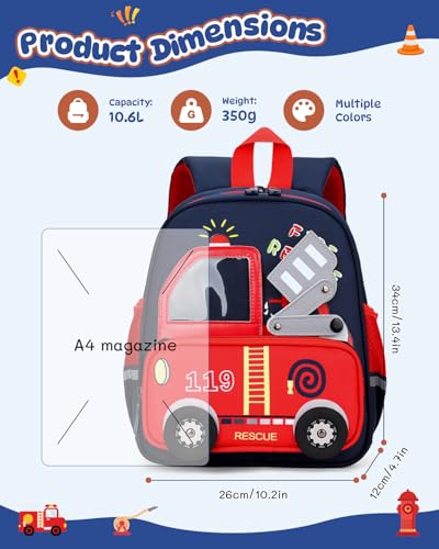 PROTAURI Children's Backpack with Chest Straps, 360° Reflective Waterproof and Lightweight, Children's Backpack Passend für DIN A4 2-6 Jahre, 10.6 L, Navy blue, Traditional Backpacks