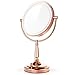 Miusco 7X Magnifying Lighted Makeup Mirror, 8 Inch Two Sided White Daylight LED Shadow Free LED Vanity Mirror, Battery and Adapter, Rose Gold
