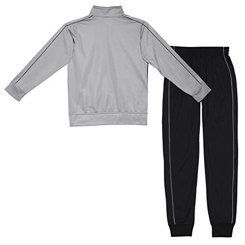 Spalding Boys Side Stripe Tricot Athletic Two-Piece Tracksuit Set Pewter 8
