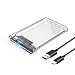 ORICO 2.5" External Hard Drive Enclosure, SATA III to USB Type-C for HDD/SSD - Tool Free Installation, Transparent Design, Supports UASP and up to 2TB - Clear