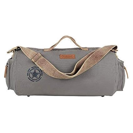 Almolfa Mens Canvas Duffle Travel Bags Overnight Bag(Grey)
