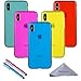 Wisdompro Case for iPhone Xs Max Case, Bundle of 5 Pack Extra Thin Slim Jelly Soft TPU Gel Protective Case Cover for Apple iPhone Xs Max (Blue, Aqua Blue, Hot Pink, Yellow, Red)- Transparent Color