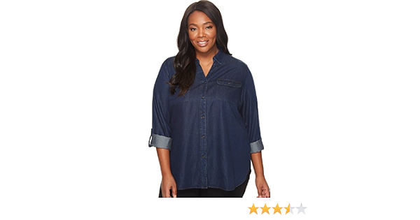 Plus-Size Chambray Denim Shirt 