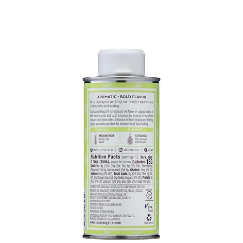 LA TOURANGELLE, PESTO INFUSED OIL, DRIZZLE ONTO PASTA AND SALADS, WHISK IN SEASONINGS FOR EASY DIPPING SAUCE, VINAIGRETTE, OR MARINADE, 8.45 FL OZ