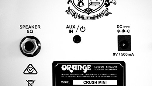 Orange Crush Mini Guitar Combo Amplifier Bundle with Instrument Cable, Pick Sampler, and Austin Bazaar Polishing Cloth