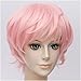 Flovex Short Straight Anime Cosplay Wigs Natural Sexy Costume Party Daily Hair (Pink)
