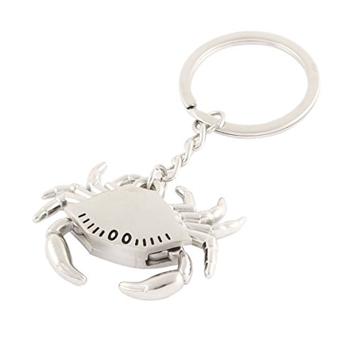 Crab Shaped Pendant Stainless Steel Key Ring Silver Tone