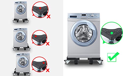 I'SMARTMOON Mini Fridge Stand,Raised Base Adjustable Mini Refrigerator Stand,Washer and Dryer Stand, 4 Strong Feet Washing Machine Pedestal ,Appliance Dolly,Base for Heavy weight (Black)