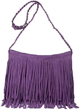 Women Novelty Tassel Fringe Messenger Bag Handbag Purse Faux Suede Shoulder Crossbody Bags Sling Bag