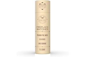 ZIKANI Premium 10-Inch Fireplace Fancy Matches - Set of 75 Long Wooden White Tip Matches with Built-in Striker for Stylish Display and Decor -Ideal for Candles, Fires, and Cozy Evenings