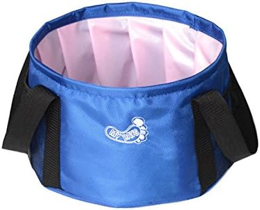 JRui Multifunctional Premium Compact Collapsible Bucket Lightweight &amp; Durable Portable Folding Water Container Foldable Leakproof Camping Wash Basin Folding Bucket Footbath with Carrying Pouch (blue)