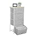 Aingoo Dresser Storage 4 Drawers Storage Bedroom Steel Frame Fabric Dressers Drawers for Clothes Grey Wood Board