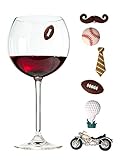 Wine Charms for Men Set of 6 Magnetic/sports Drink Markers by Simply Charmed