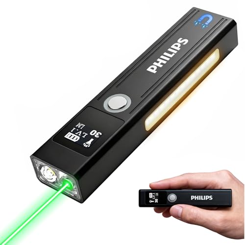 PHILIPS SFL6256 Linterna LED 1200LM Recargable Táctica con Imán | luz RGB, 9 Modos, Impermeable, Linterna LED Recargable y Portátil, Ideal para EDC, Camping y Emergencias.