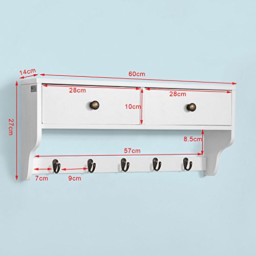 Haotian Wall Shelves,Wall rack,Wall Cabinets ,Wall-Mounted Cabinets ,Storage Racks, Hanging Entryway Shelf,Storage Shelf ,and Coat Rack Wall Shelf with Hooks (FRG178-W) - Thumbnail 2
