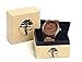 Viable Harvest Men’s Wood Watch, Natural Bamboo and Sandalwood with Quartz Movement, Genuine Leather Strap … (Dark)