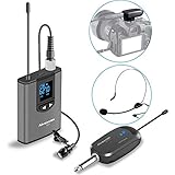 Wireless Headset Lavalier Microphone System -Alvoxcon Wireless Lapel Mic Best for IPhone, DSLR Camera, PA Speaker, Youtube, Podcast, Video Recording, Conference, Vlogging, Church, Interview, Teaching