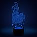 3D Illusion Lamp Alpaca Led Night Light, USB Powered 7 Colours Flashing Touch Switch Bedroom Decoration Lighting for Kids Christmas Gift