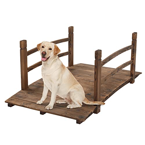 VINGLI 4 ft Garden Bridge, Arch Walkway Wooden