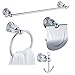 WINCASE Crystal Bathroom Hardware Set 24 Inch, Chrome Towel Bar Set, Silver 4 Piece Accessories Wall Mounted Coat Hook Hand Towel Ring Toilet Paper Holder