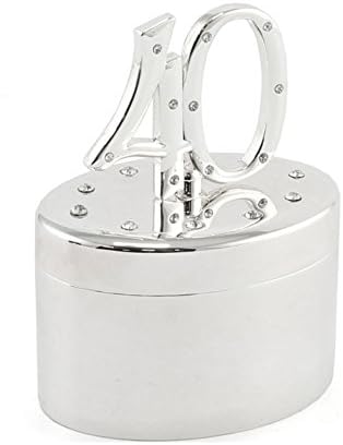 "40" Fortieth Birthday Silverplated Diamante Decorative Keepsake Trinket Box / Pot
