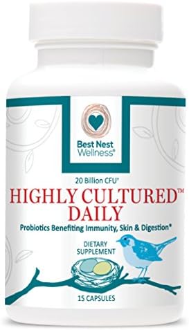 Highly Cultured Daily Probiotics 20 Billion CFU | 15 Strains, for Men &amp; Women, Patented Time Released Capsules for Gas, Bloating, Best Nest, Once Daily Probiotic Supplement, 15 Count