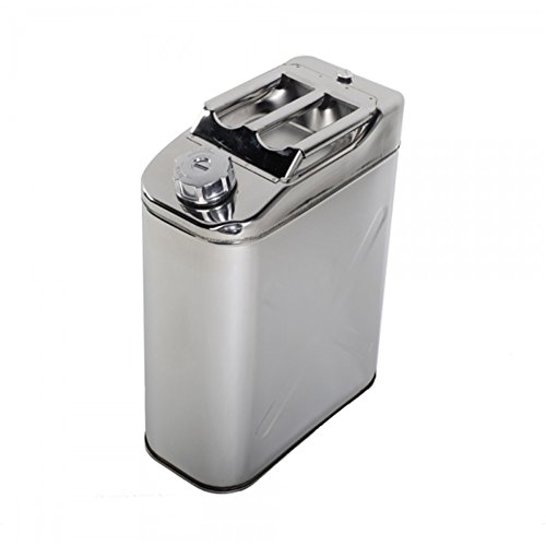 Lovinland 5 Gallon Gas Oil Can and Steel Holder 4 Pcs Stainless Steel Jerry Can Portable Water Bucket Emergency Backup Petrol Diesel Storage Can Tanks with Spout 20 L