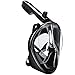 SHINE HAI 2018 Upgraded 180 Degree Full Face Snorkel Mask for Adults/Kids, Camera Mount with Adjustable Head Straps Design, Black, Size Large and Medium Both Fit