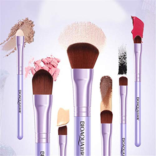 Yunzee 7PCS/Set Creative Eye Shadow Brush Loose Powder Brush Cosmetology and Hairdressing Whisk Brush Cosmetic Brush Makeup Tools Set,Peacock Purple,Fiber - Thumbnail 7