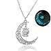 Linsh Cute Moon Owl Necklace Fashion Glow in The Dark Pendant Necklace