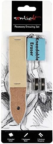 Accessory Drawing Set - Kneadable Eraser, Sandpaper Block, Aluminium Sharpener