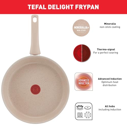 Tefal G29304 Delight Bratpfanne 24 cm | unbedenkliche Antihaftversiegelung | Thermo-Signal Temperaturanzeiger | 100% recycelter Aluminium-Körper | induktionsgeeignet | Made In France | Sandstein 2