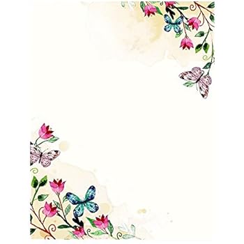 Amazon.com : Full Peacock Print with Border Stationery Letter Paper - Wildlife Bird Theme Design ...