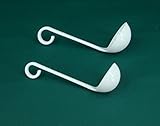 Set Of 2 Mini White Plastic Ladles 3/4, 1 Ounce