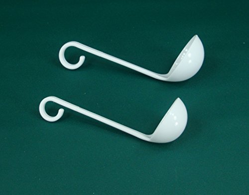 Set Of 2 Mini White Plastic Ladles 3/4, 1 Ounce