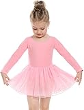 Arshiner Girls' Classic Long Sleeve Sequins Tutu Dress Leotard