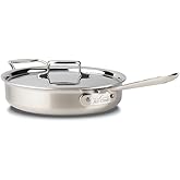 All-Clad BD55403 D5 Brushed Stainless Steel 5-ply Bonded Cookware, Saute Pan with lid, 3 quart, Silver