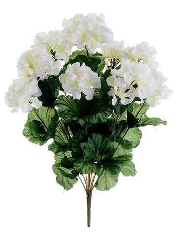 Arcadia Silk Plantation 17" Geranium Bush x9 White (Pack of 12)