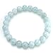 BEADNOVA AAA Grade 8mm Aquamarine Gemstone Bracelet Semi Precious Gemstone Birthstone Round Beads Stretch Bracelet 7.8