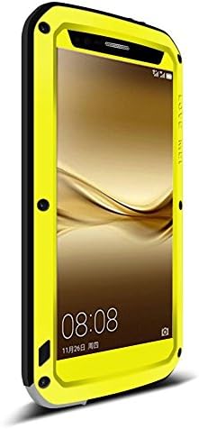 Huawei Mate 8 Case, Tomplus Hard Military Heavy Aluminum Metal Armor Tank Gorilla Glass Shockproof Rainproof Weatherproof Dust/Dirt/Snow Proof Small Waist Cover Case For Huawei Mate 8 (T-Yellow)