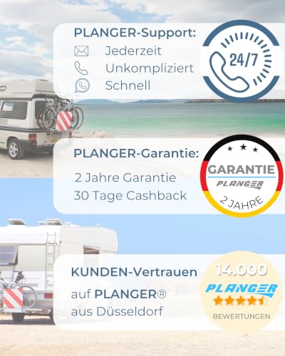 PLANGER® Warning Sign for Italy and Spain, 2-in-1, 50 x 50 cm Reflective Warning Sign, Red and White, for Rear Carrier and Bicycle Carrier