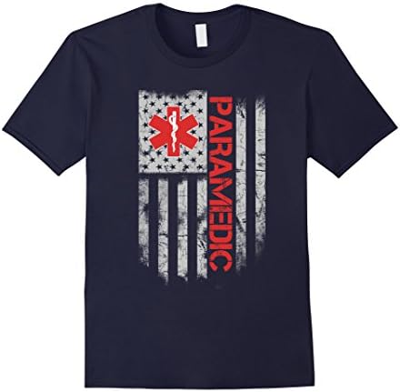 Men's Paramedic flag us shirt Large Navy