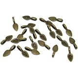 Rockin Beads Brand, 48 Glue on Leaf Bails 21x8mm Pendant Hanger Antiqued Brass/gold Plated