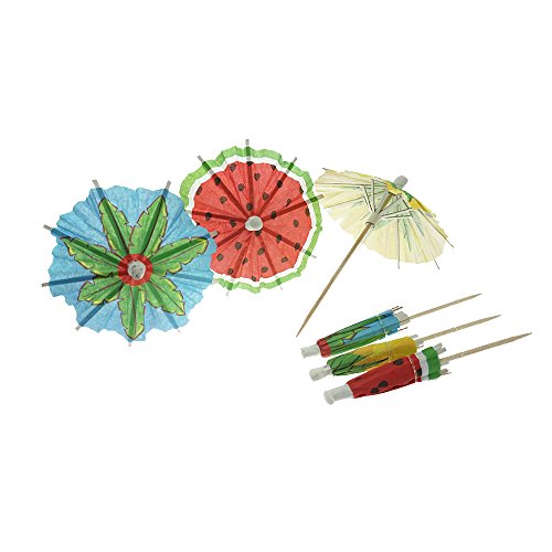 Bilipala Hawaiian Watermelon Paper Umbrellas Summer Cocktail Parasol Picks Beach Party Fruit Cupcake Toppers Picks Decoration Party Supplies,Pack of 20
