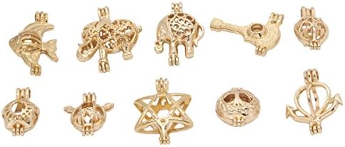 REYOW 10pc Bright Gold Creative Jewelry Making Supplies Elephant Beads Cage Pendant Essential Oil Diffuser Trendy Locket Gift