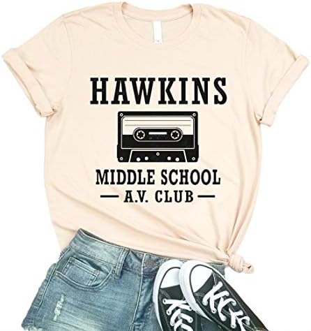 Hawkins Middle School AV Club Graphic Tees Women Short Sleeve Vintage T-Shirt