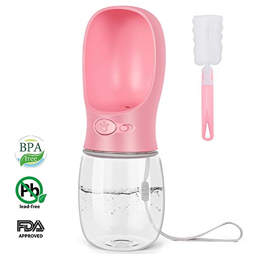 Neala Dog Water Bottle Potable Dog Drinking Water Dispenser for Walking Hiking Travel Outdoor Pet Water Bottles with Leak-Proof Carrying Cord for Dogs Cats Pink
